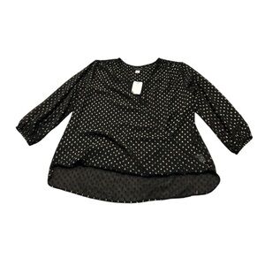 AVA & AIDEN sheer faux wrap blouse nwt